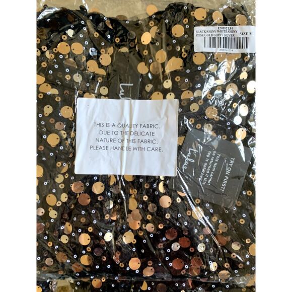 Lulu's Shine On You Black Sequin Mini Skater Dress M NWT - Picture 8 of 10